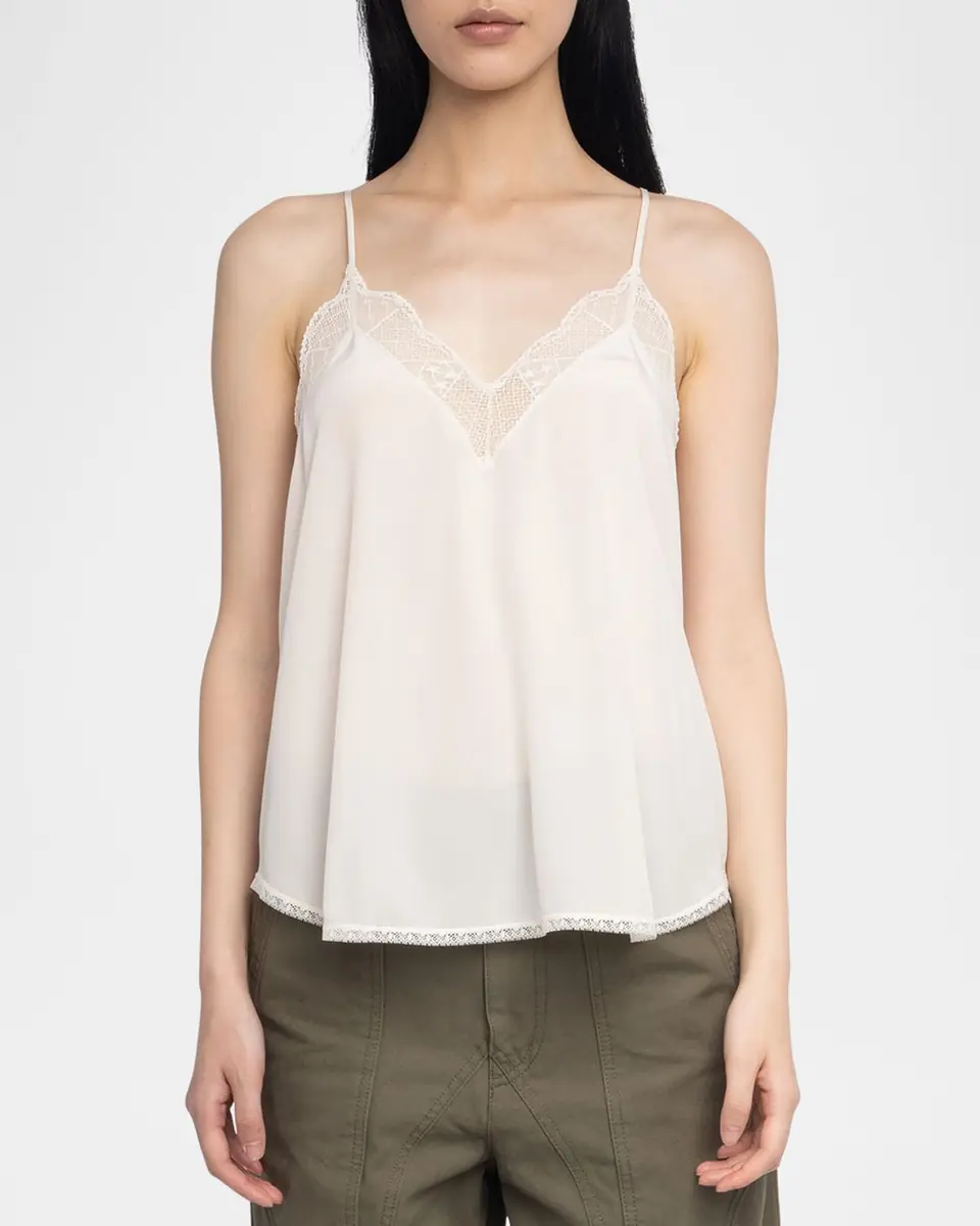 Zadig & Voltaire Christy Lace-Trim Crepe de Chine Cami | Thumbnail 3