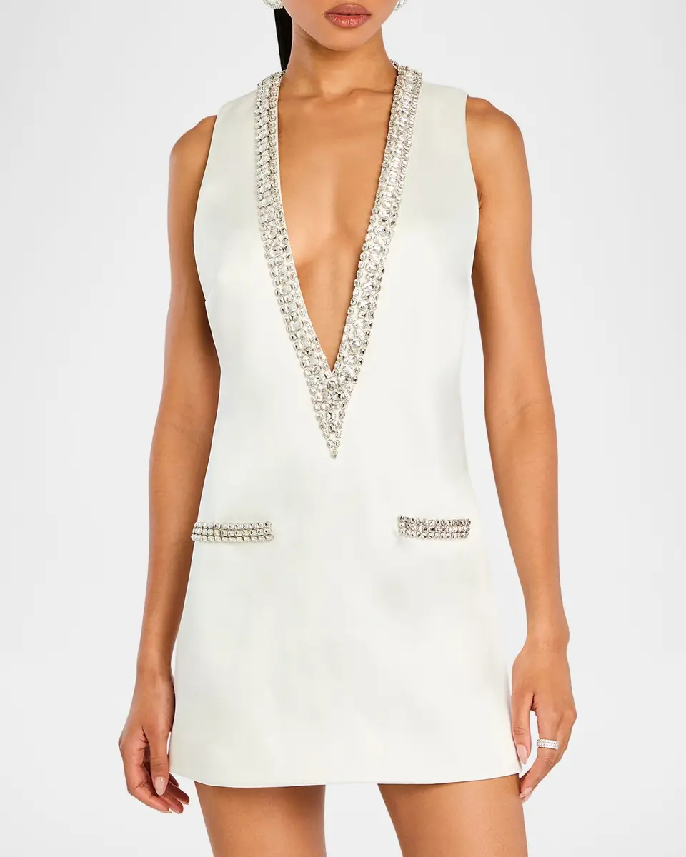 Retrofête Nancie Crystal Plunging Mini Dress | Thumbnail 3 Retrofête Nancie Crystal Plunging Mini Dress | Thumbnail 3