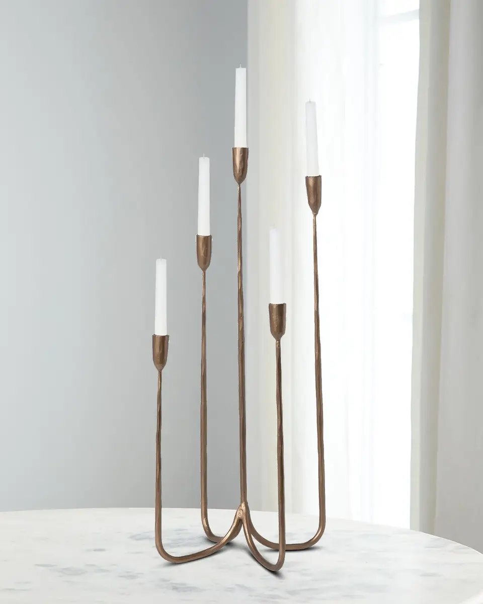 Park Hill Collection Tall Forged Iron Candelabra, 29"