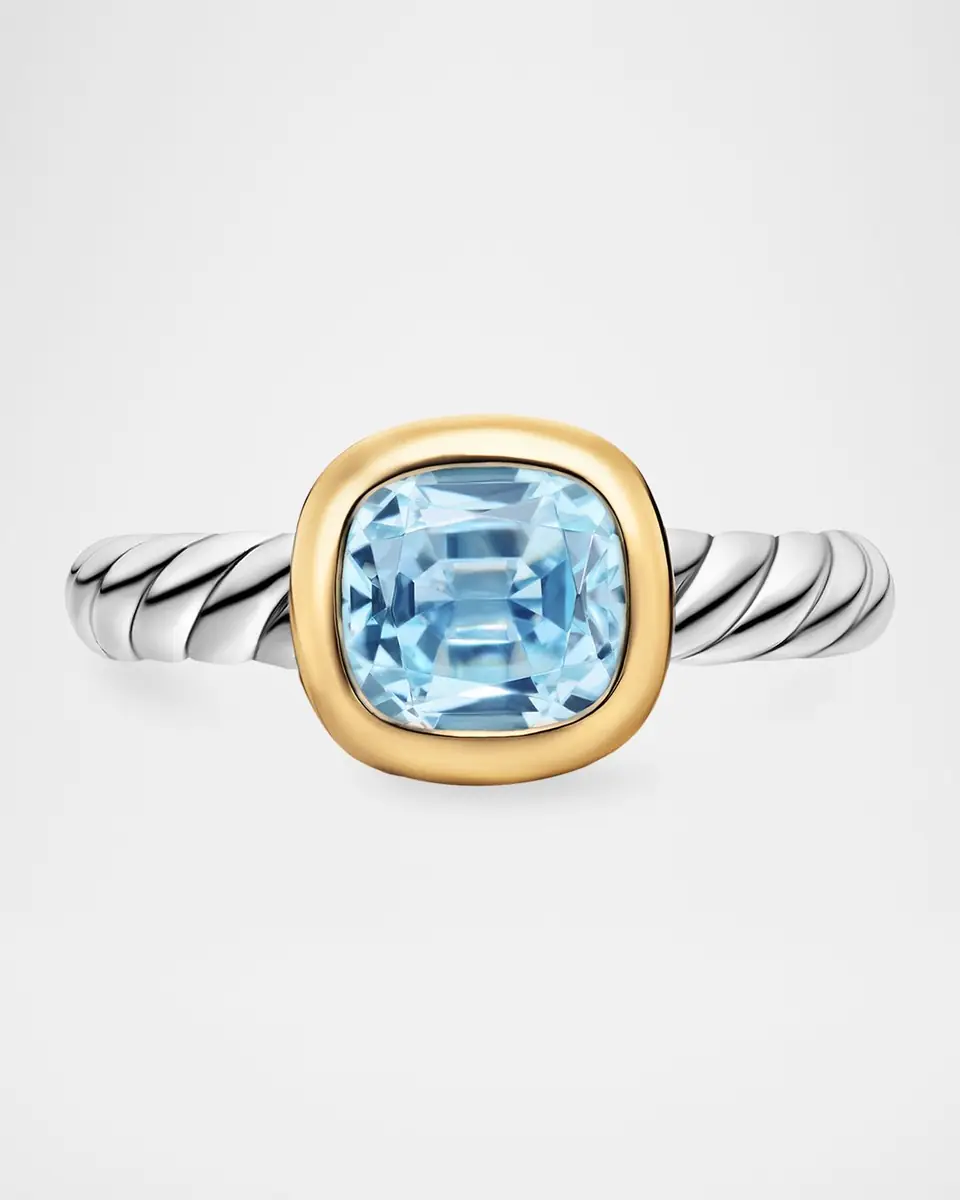 David Yurman DY Mercer Color Stone Ring in Silver with 18K Yellow Gold and Sky Blue Topaz, 7mm | Thumbnail 4 David Yurman DY Mercer Color Stone Ring in Silver with 18K Yellow Gold and Sky Blue Topaz, 7mm | Thumbnail 4