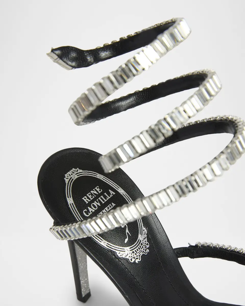 René Caovilla 105mm Cleo Leather Baguette Crystal Sandals | Thumbnail 2