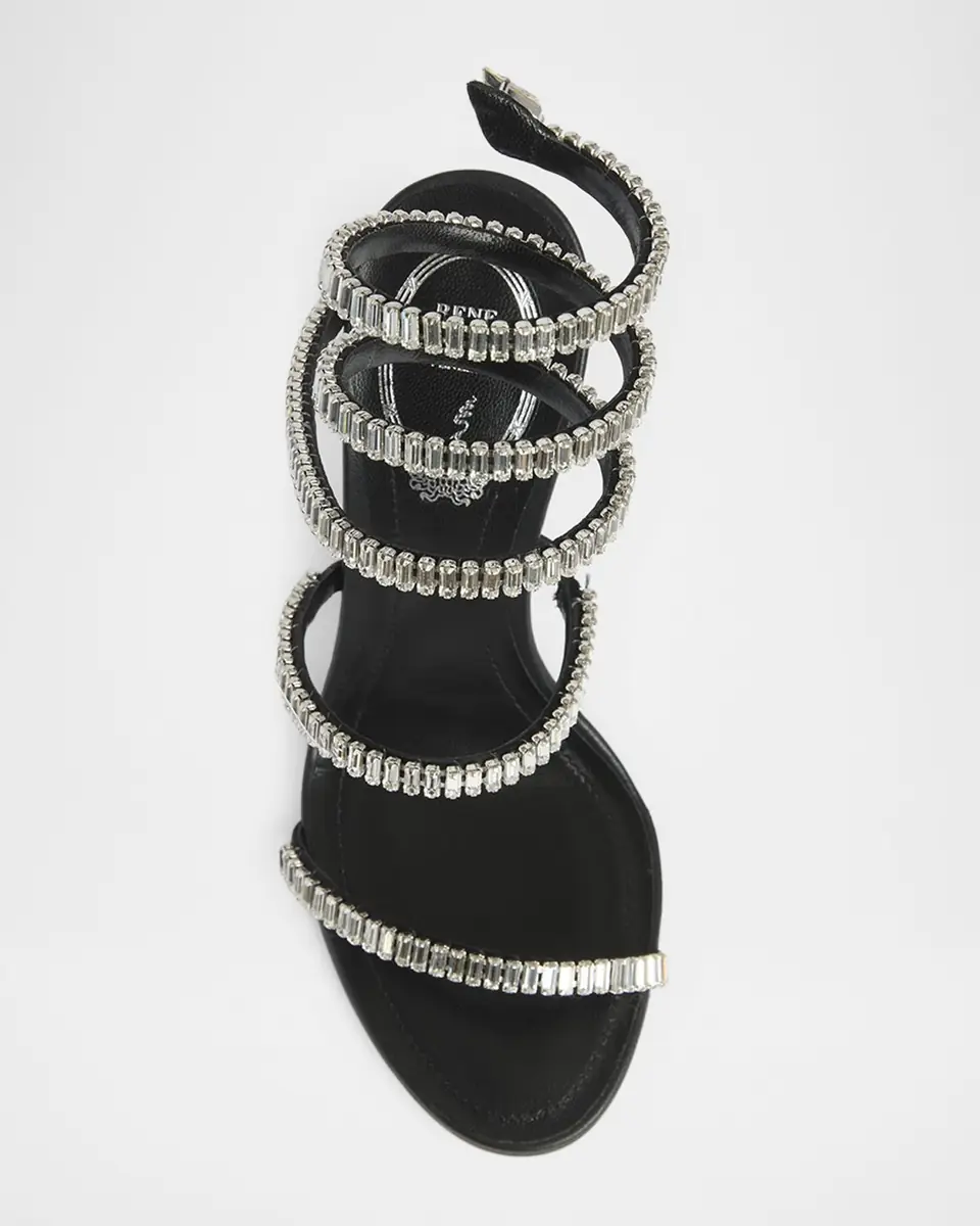 René Caovilla 105mm Cleo Leather Baguette Crystal Sandals | Thumbnail 3