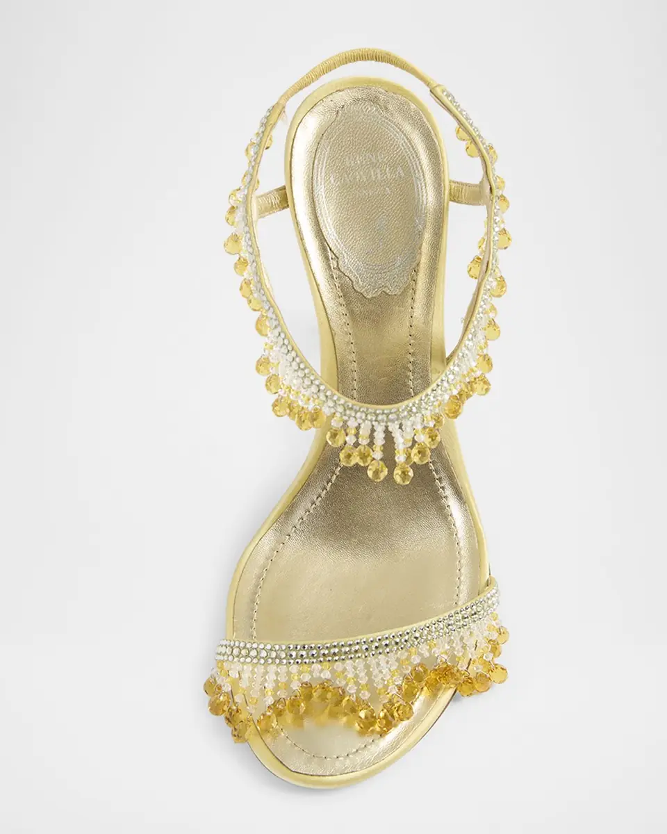 René Caovilla 100mm Chandelier Embellished Satin Sandals | Thumbnail 3