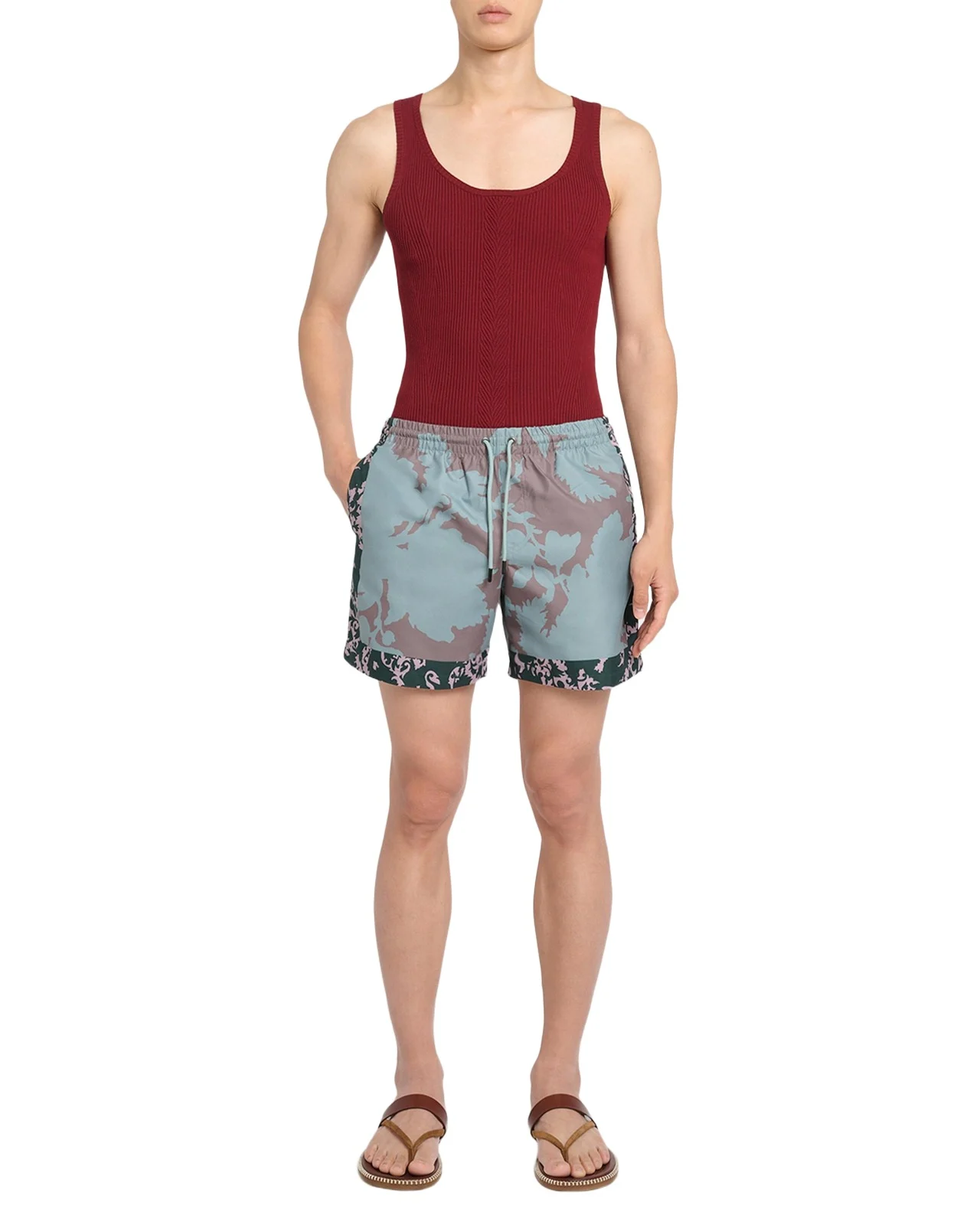 Dries Van Noten Men's Phibbs Floral-Print Lined Nylon Swim Trunks