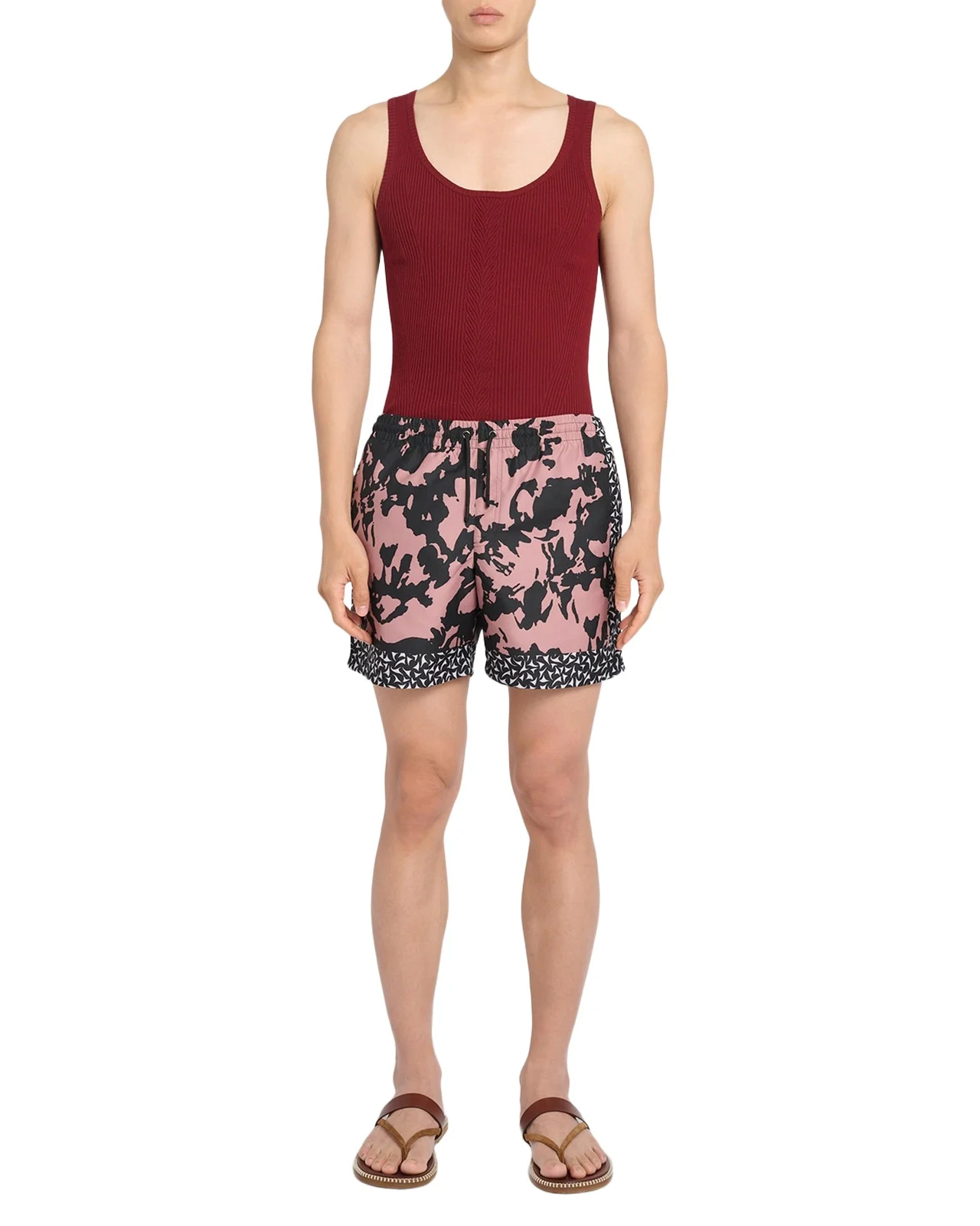 Dries Van Noten Men's Phibbs Floral-Print Lined Nylon Swim Trunks