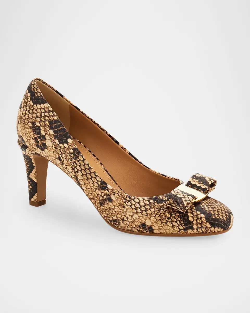 Ferragamo 90mm Carla Snake-Embossed Leather Pumps | Thumbnail 2 Ferragamo 90mm Carla Snake-Embossed Leather Pumps | Thumbnail 2