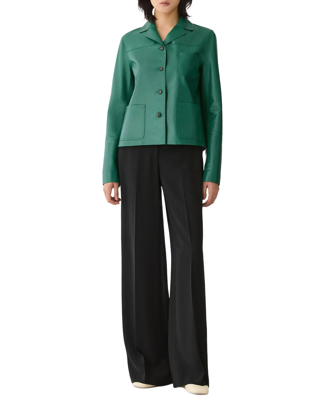 Lafayette 148 New York Three-Pocket Nappa Leather Jacket