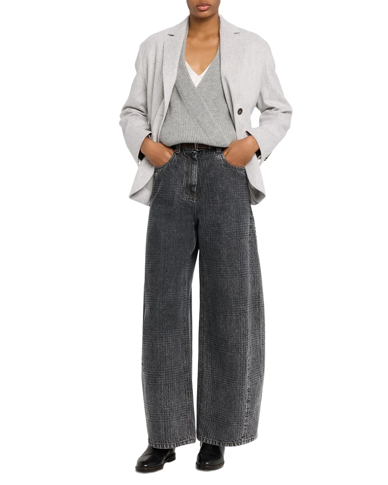 Deconstructed Jersey Single-Breasted Blazer Jacket
