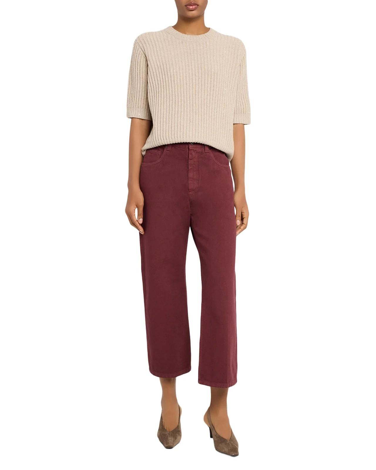 Dyed Cotton-Twill Relaxed-Leg Ankle Pants