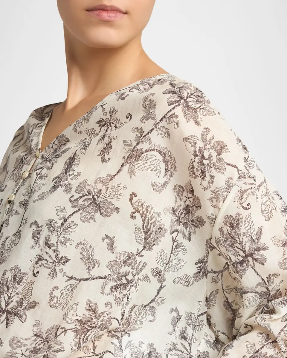 Golden Goose Journey Floral Long-Sleeve Cotton Voile Mini Dress | Thumbnail 4 Golden Goose Journey Floral Long-Sleeve Cotton Voile Mini Dress | Thumbnail 4