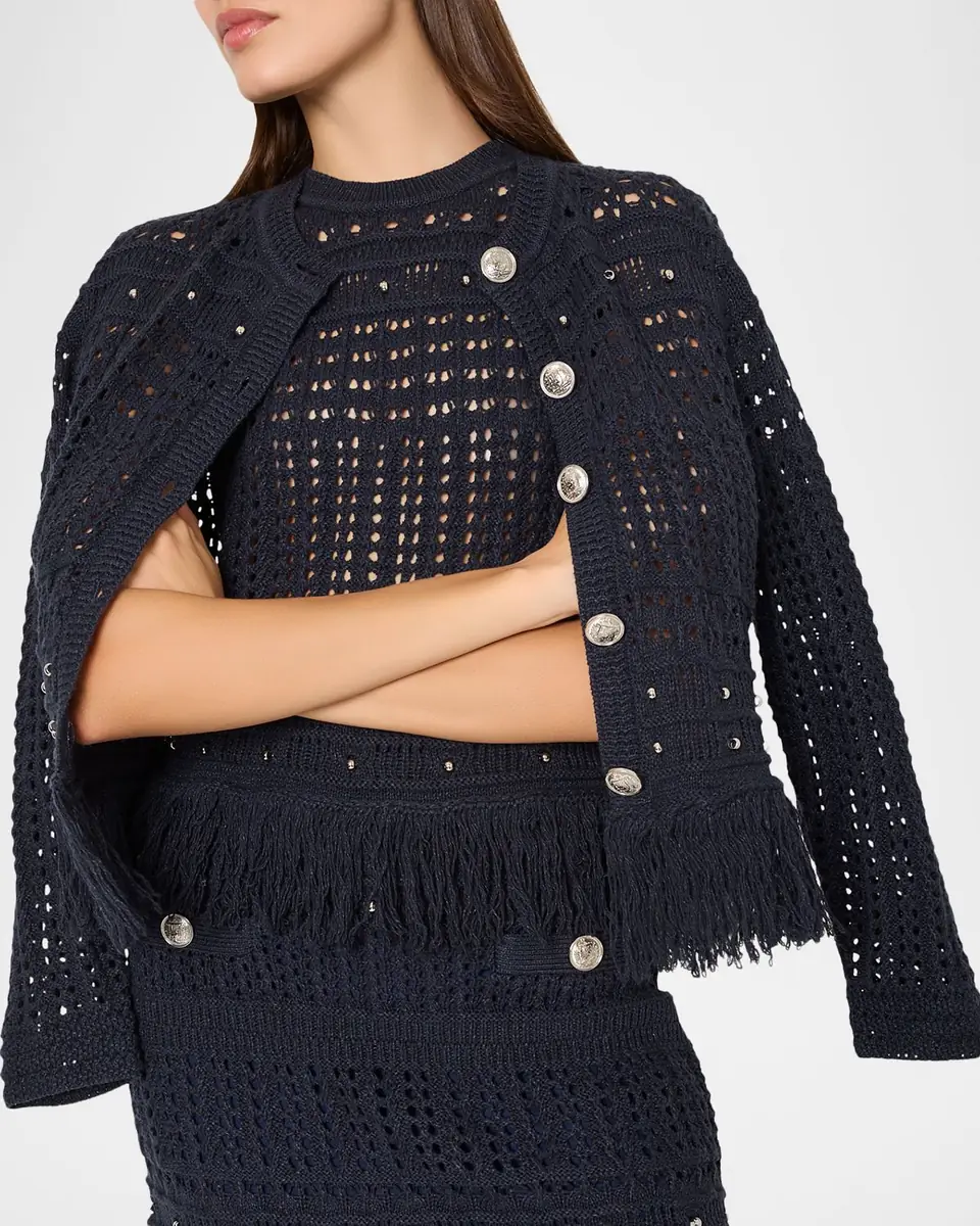 Milly Fringed Open-Knit Cardigan | Thumbnail 2 Milly Fringed Open-Knit Cardigan | Thumbnail 2