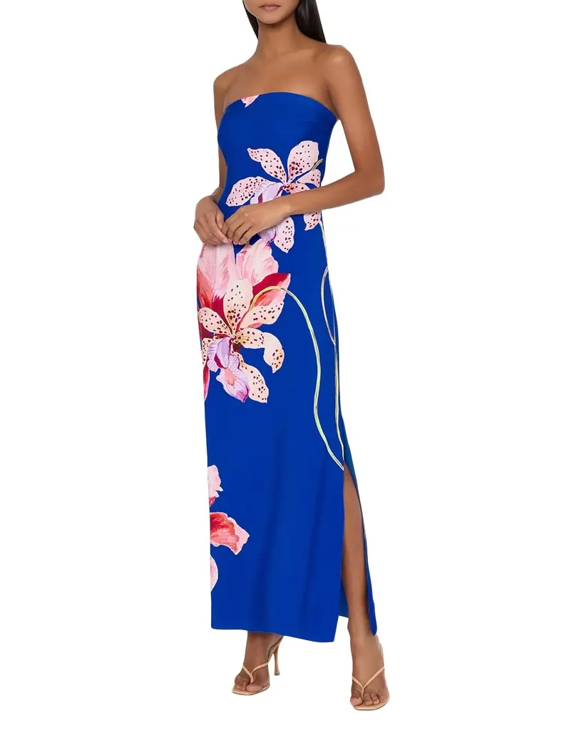 Milly Vera Strapless Floral-Print Maxi Dress | Image 1 Milly Vera Strapless Floral-Print Maxi Dress | Image 1