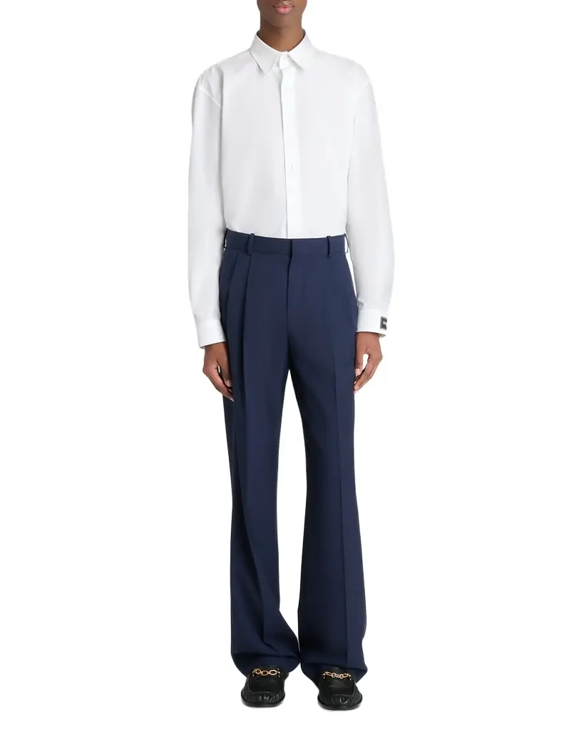 Balmain Men 's Straight Leg Double-Pleated Trousers | Image 1 Balmain Men 's Straight Leg Double-Pleated Trousers | Image 1