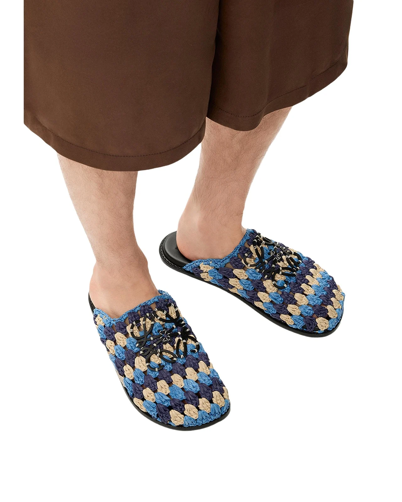 Loewe x Paula's Ibiza Men's Crochet Raffia Flex Mules