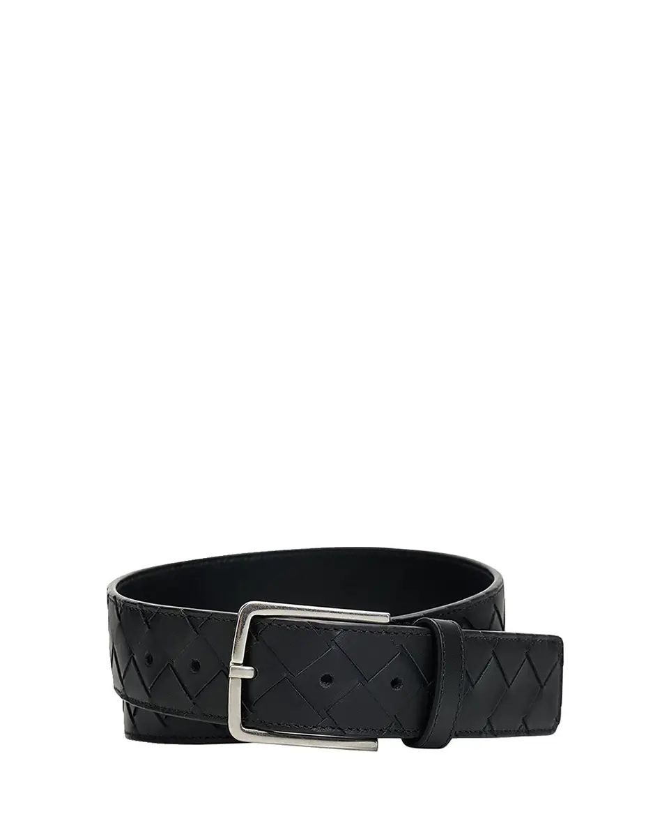 Bottega Veneta Men's Maxi-Intrecciato Leather Belt | Thumbnail 3