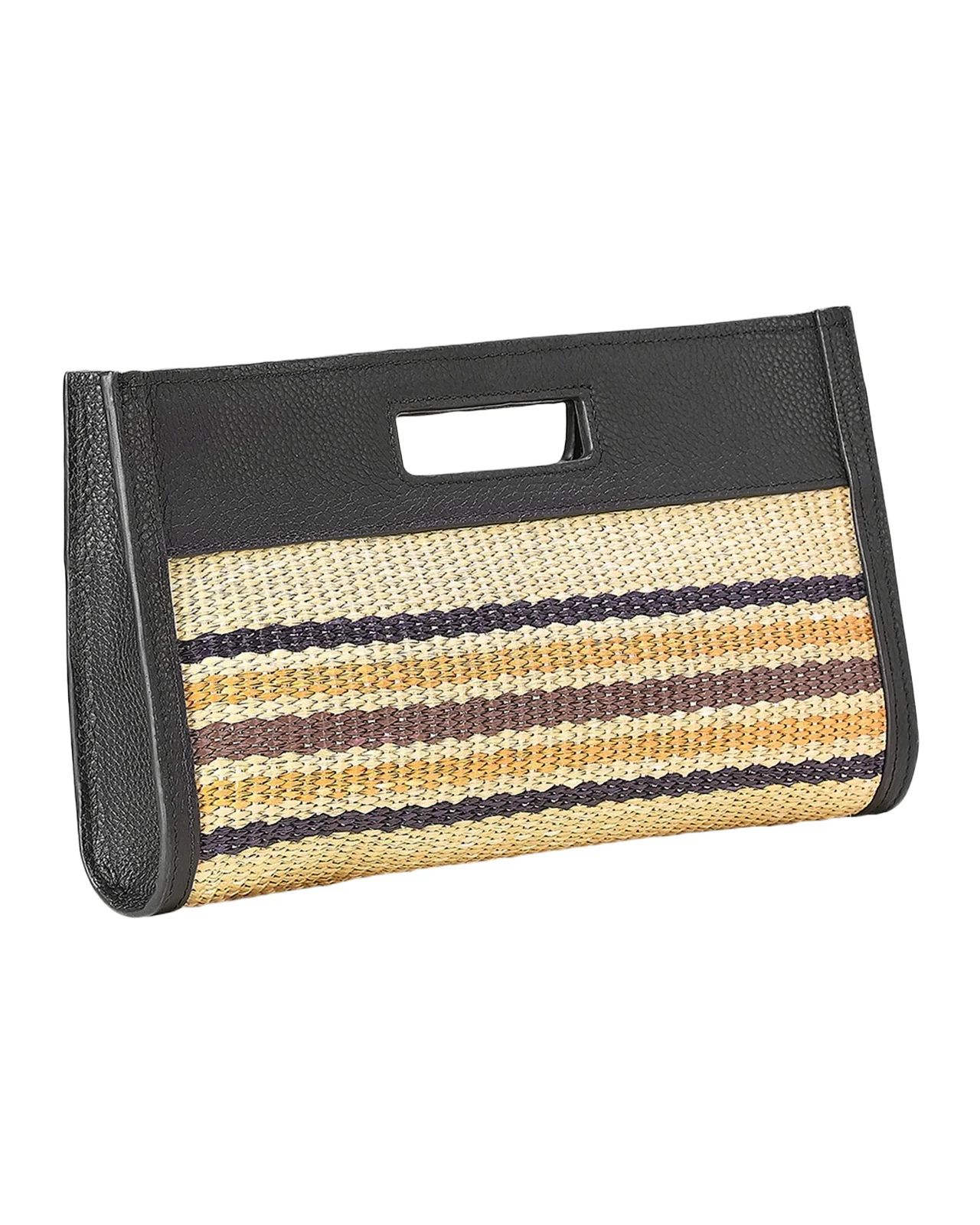 Remy Multi-Striped Raffia Clutch