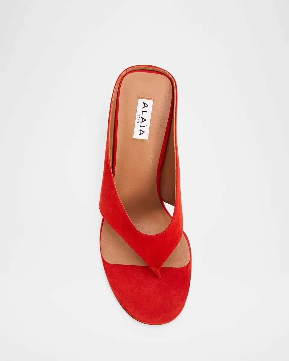 Alaïa Suede Wedge Thong Sandals | Thumbnail 6