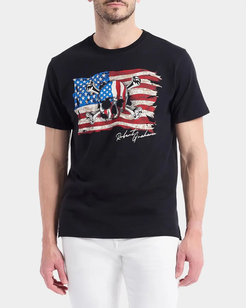 Robert Graham Men's Skull Flag Graphic Cotton T-Shirt | Thumbnail 2