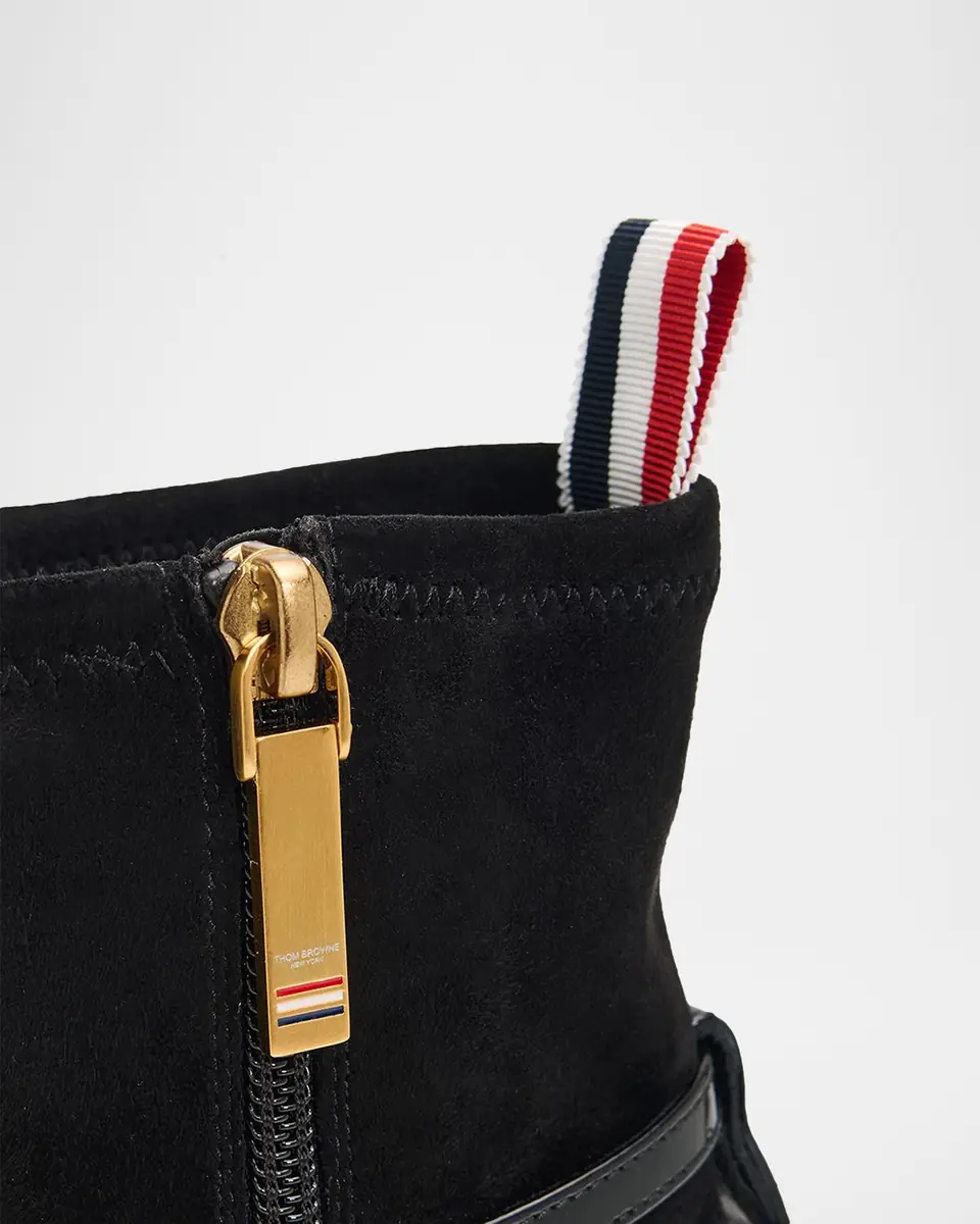 Thom Browne 105mm Trompe L 'oeil Suede Booties | Thumbnail 2 Thom Browne 105mm Trompe L 'oeil Suede Booties | Thumbnail 2