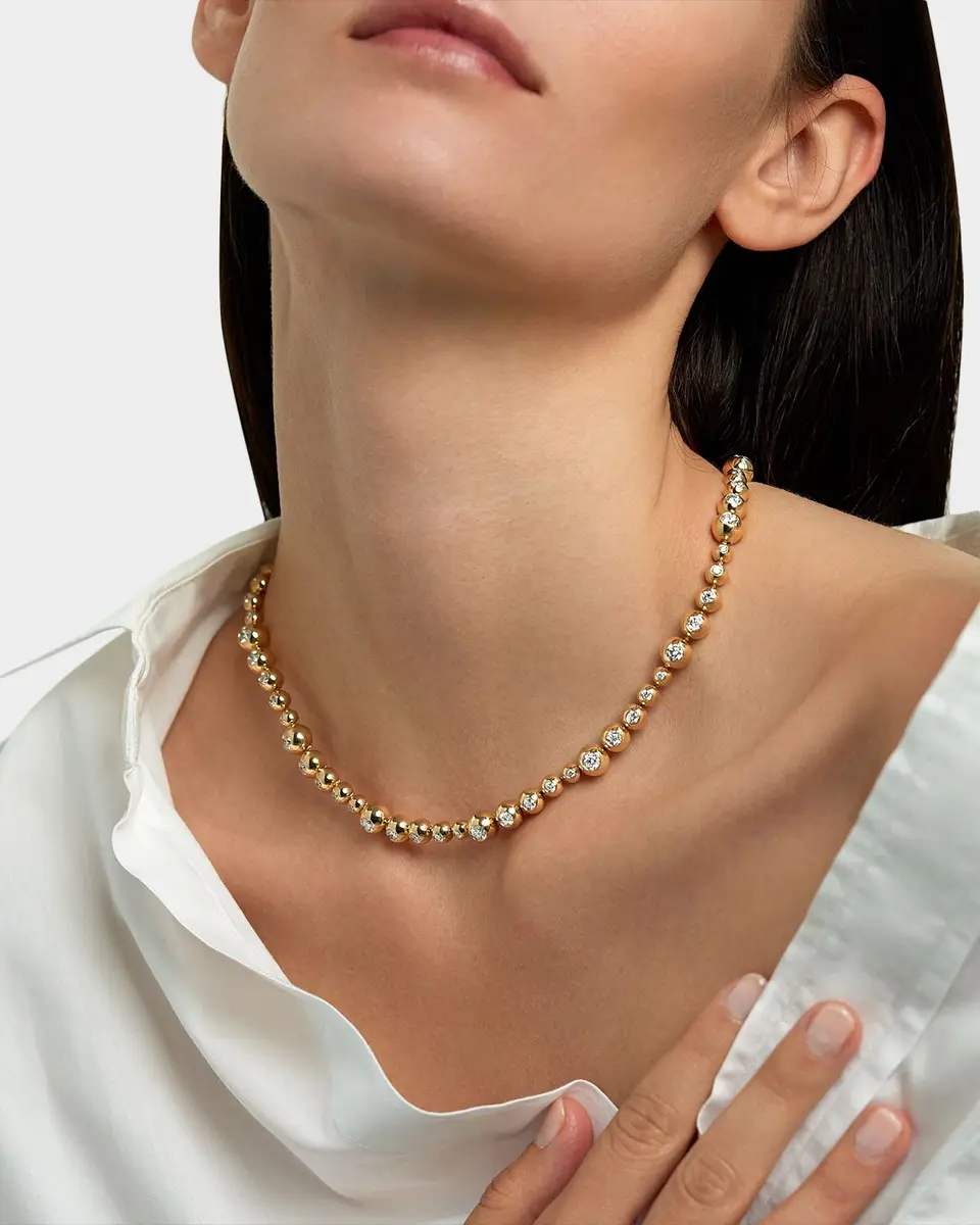 18K Yellow Gold Audrey Graduated Repeating Necklace 18K Yellow Gold Audrey Graduated Repeating Necklace
