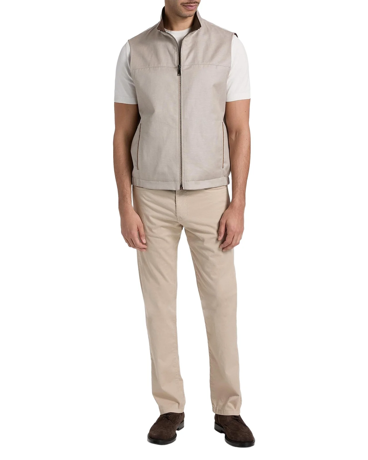Men's Wool and Linen Jersey Full-Zip Vest Men's Wool and Linen Jersey Full-Zip Vest