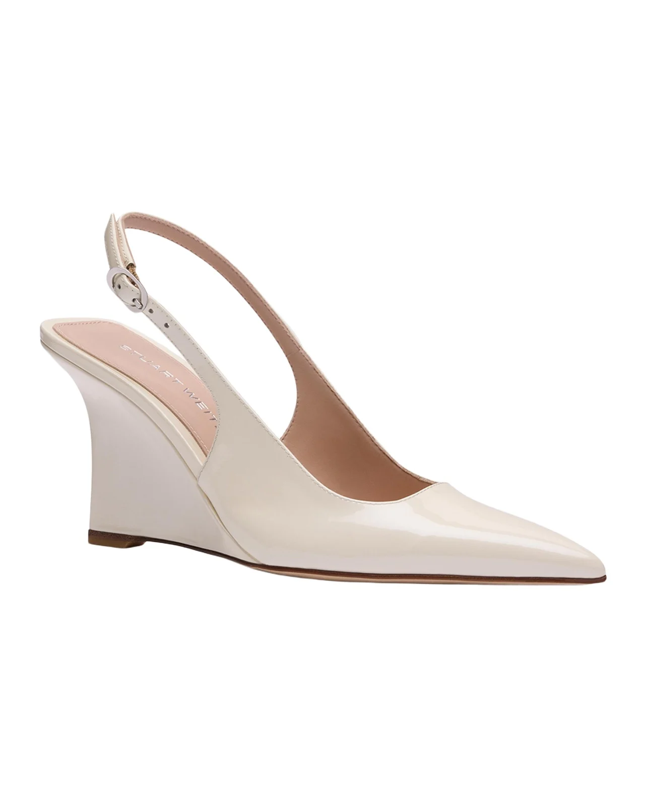 85mm Vinnie Patent Leather Slingback Wedge Pumps