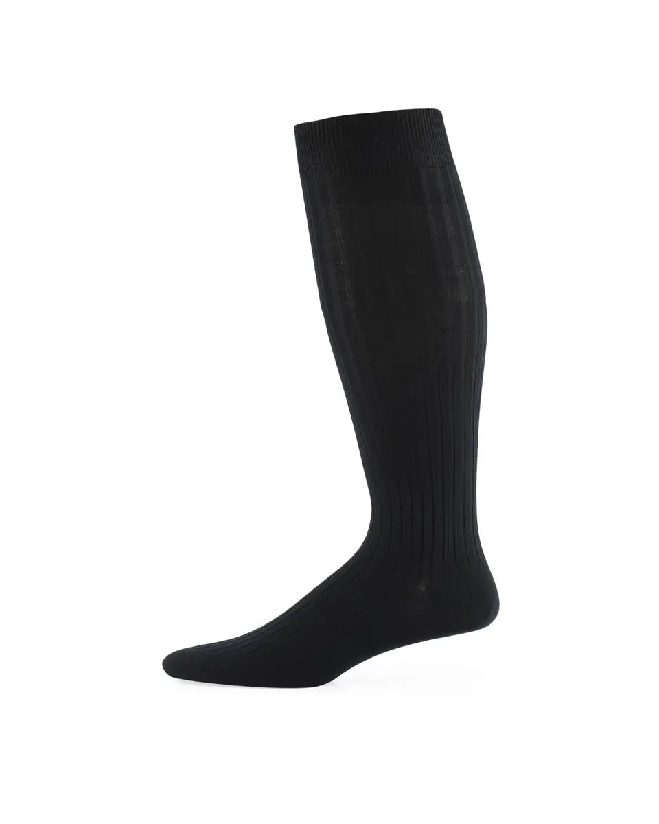 Neiman Marcus Over-the-Calf Ribbed Socks | Thumbnail 3
