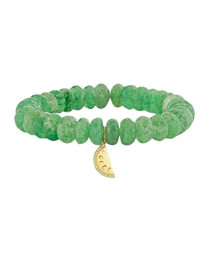Sydney Evan 14K Diamond Watermelon Charm on Green Quartz Bracelet | Thumbnail 1 Sydney Evan 14K Diamond Watermelon Charm on Green Quartz Bracelet | Thumbnail 1