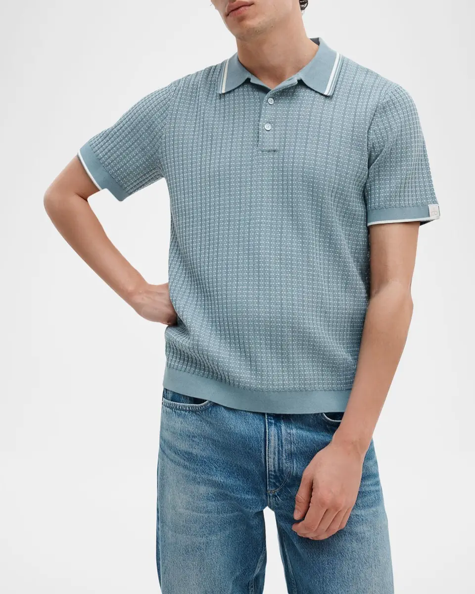 rag & bone Men's Harvey Rib-Knit Polo Shirt | Thumbnail 3 rag & bone Men's Harvey Rib-Knit Polo Shirt | Thumbnail 3