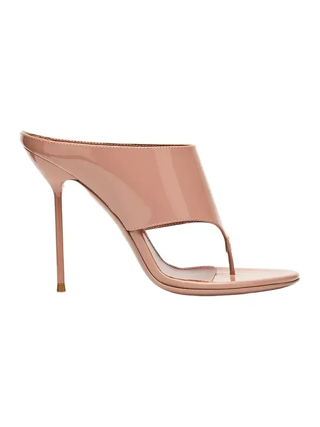 Lidia Patent Leather Stiletto Thong Mule Sandals Lidia Patent Leather Stiletto Thong Mule Sandals