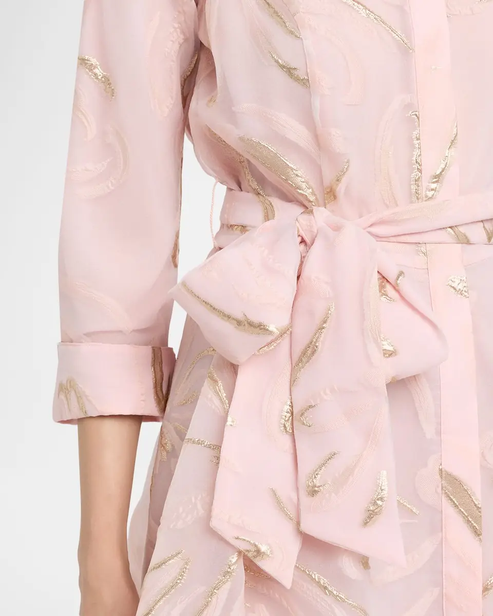 Rickie Freeman for Teri Jon Metallic Floral Organza Jacquard Midi Shirtdress | Thumbnail 4