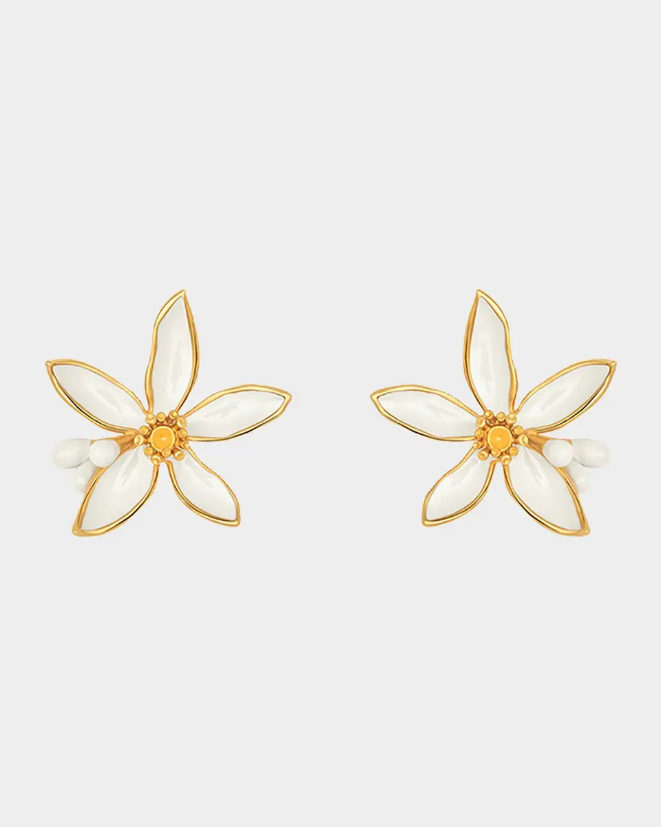 Oscar de la Renta Small Orange Blossom Earrings | Thumbnail 3