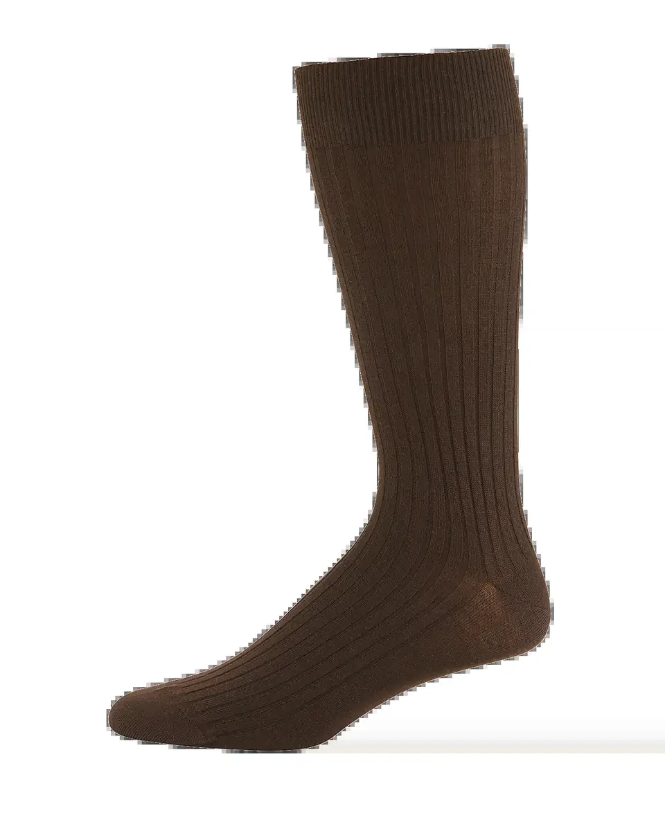 Neiman Marcus Ribbed Merino-Silk Mid-Calf Socks | Thumbnail 2 Neiman Marcus Ribbed Merino-Silk Mid-Calf Socks | Thumbnail 2