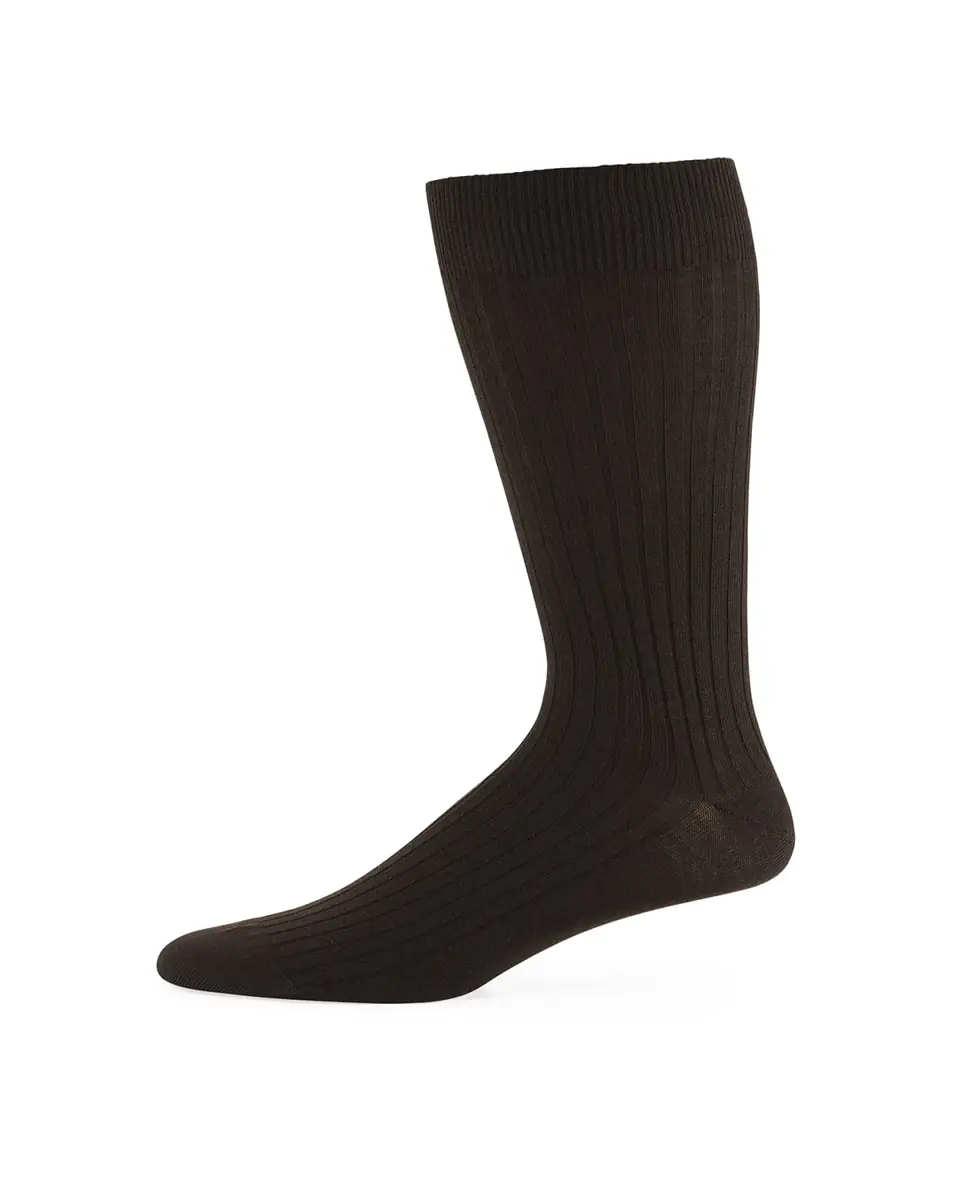 Neiman Marcus Ribbed Merino-Silk Mid-Calf Socks | Thumbnail 3 Neiman Marcus Ribbed Merino-Silk Mid-Calf Socks | Thumbnail 3