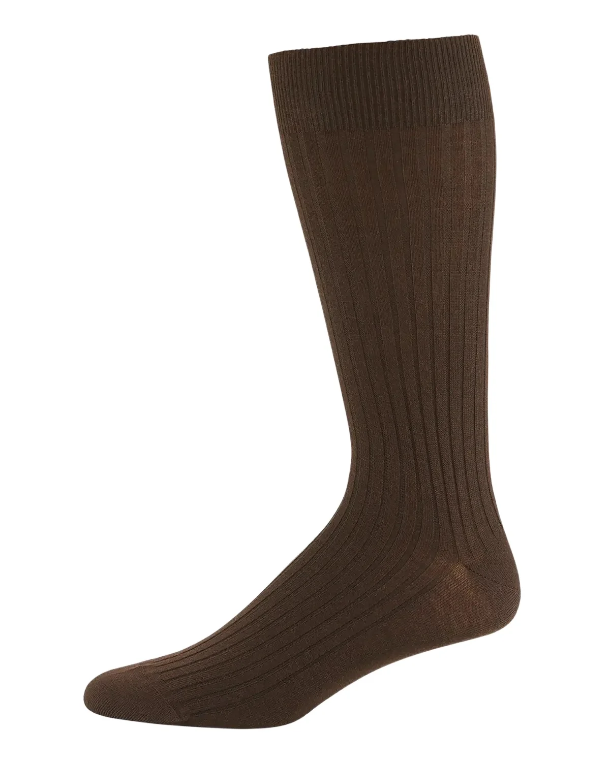 Neiman Marcus Ribbed Merino-Silk Mid-Calf Socks