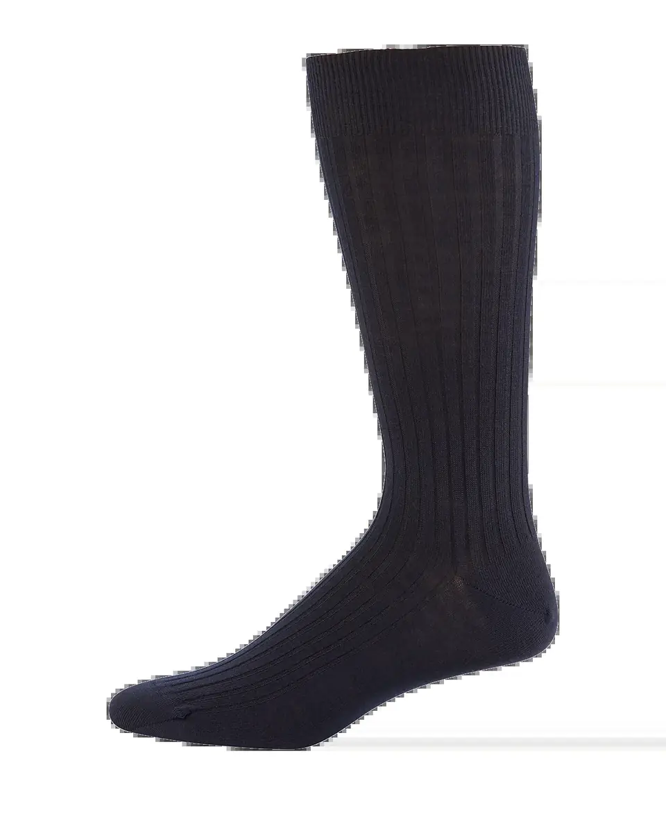 Neiman Marcus Ribbed Merino-Silk Mid-Calf Socks | Thumbnail 2 Neiman Marcus Ribbed Merino-Silk Mid-Calf Socks | Thumbnail 2