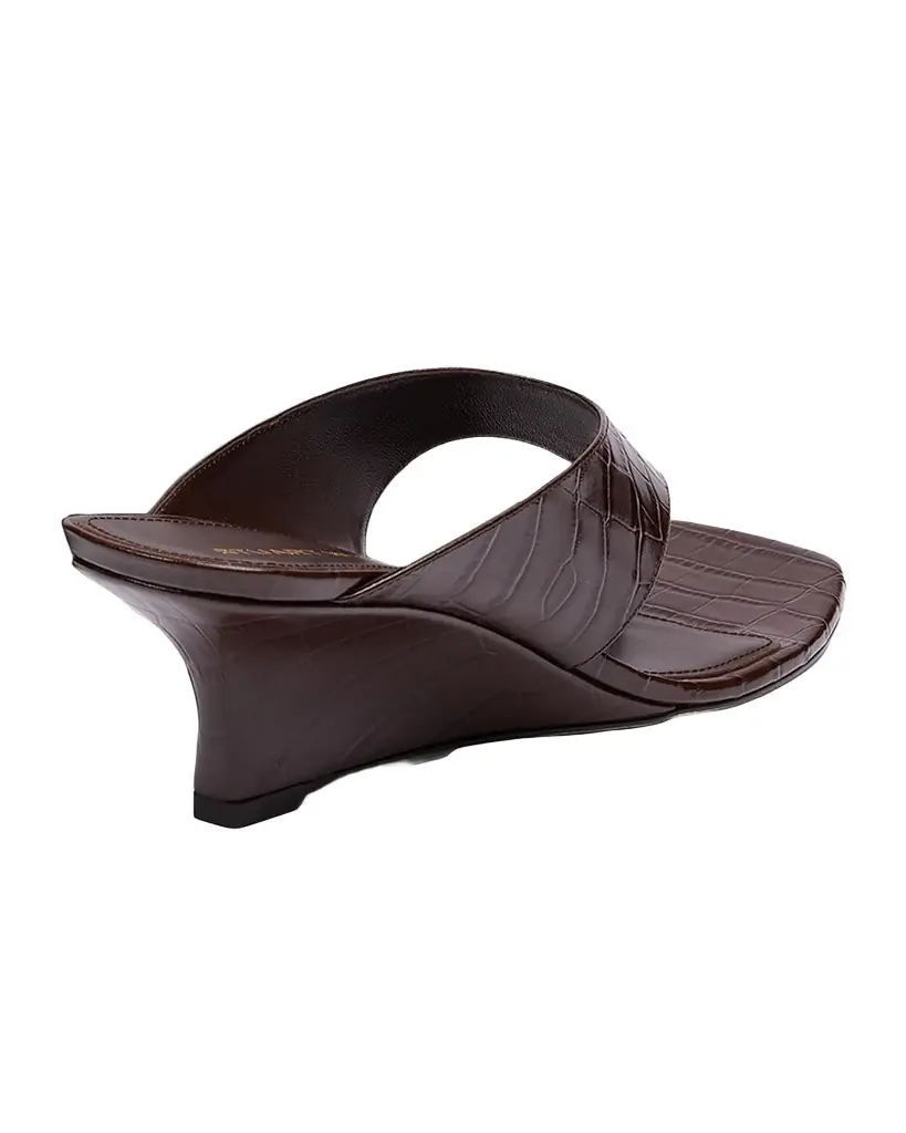 Stuart Weitzman Vinnie 50mm Croc-Embossed Leather Wedge Thong Sandals | Image 1 Stuart Weitzman Vinnie 50mm Croc-Embossed Leather Wedge Thong Sandals | Image 1