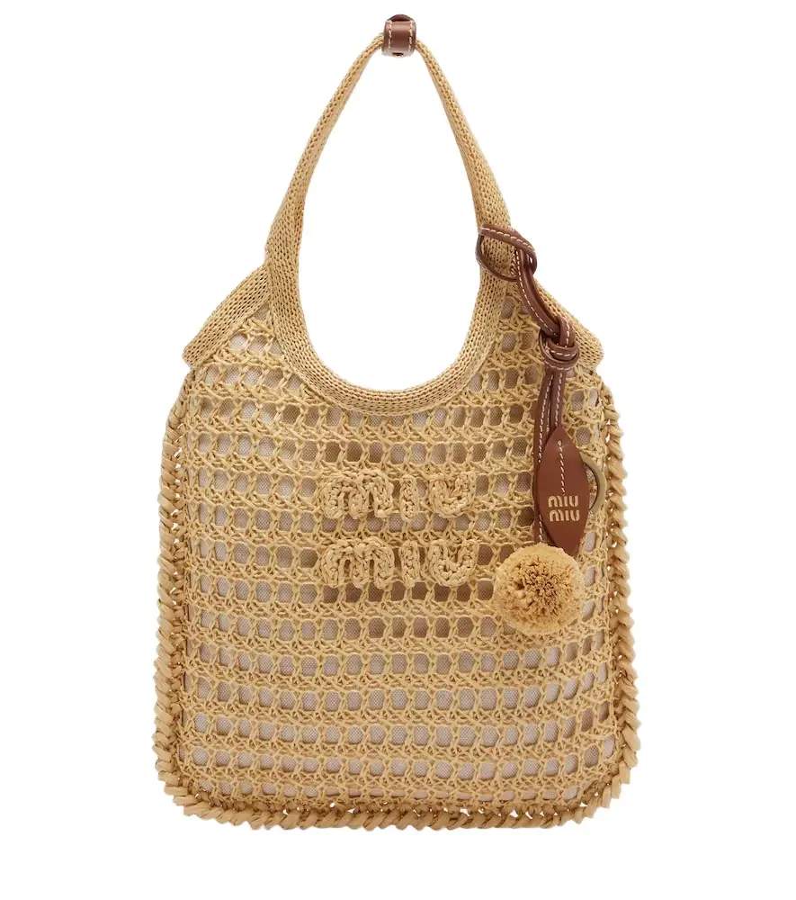 Miu Miu Ivy crochet raffia-effect top-handle bag | Image 1 Miu Miu Ivy crochet raffia-effect top-handle bag | Image 1