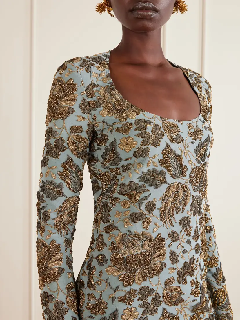 Saint Laurent Jardin Brocade Mini Dress | Thumbnail 4 Saint Laurent Jardin Brocade Mini Dress | Thumbnail 4