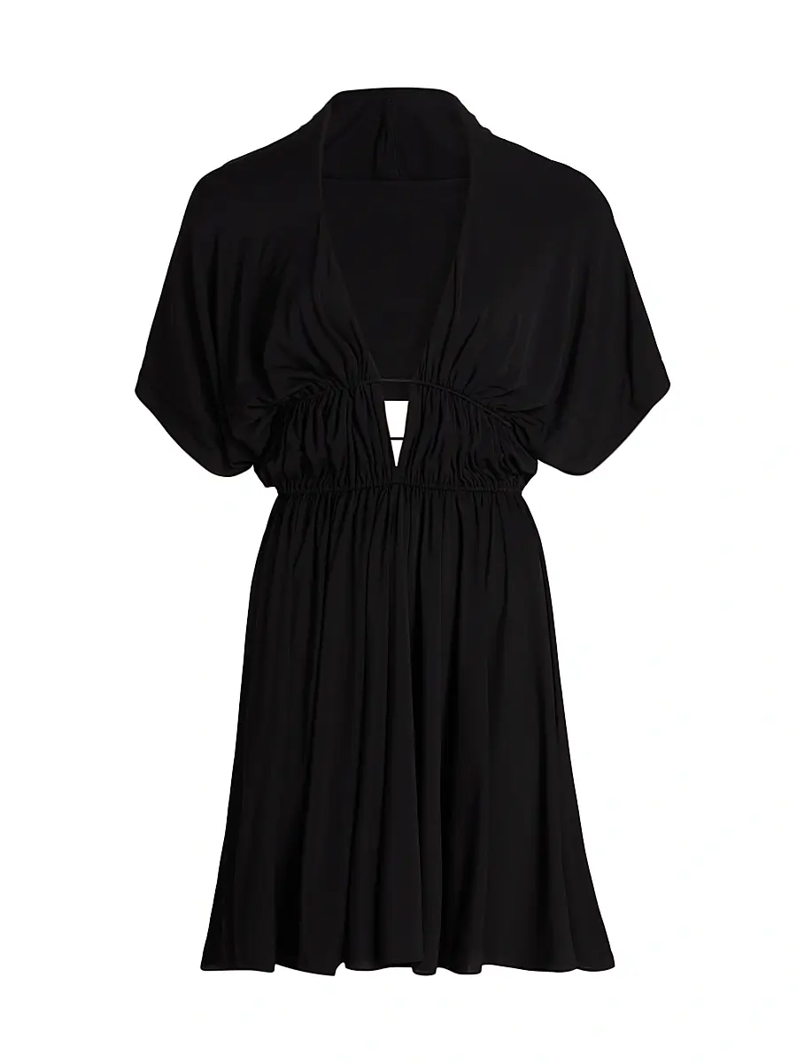 ALAIA Women's Hooded V-Neck Minidress - Noir Alaia | Image 1 ALAIA Women's Hooded V-Neck Minidress - Noir Alaia | Image 1