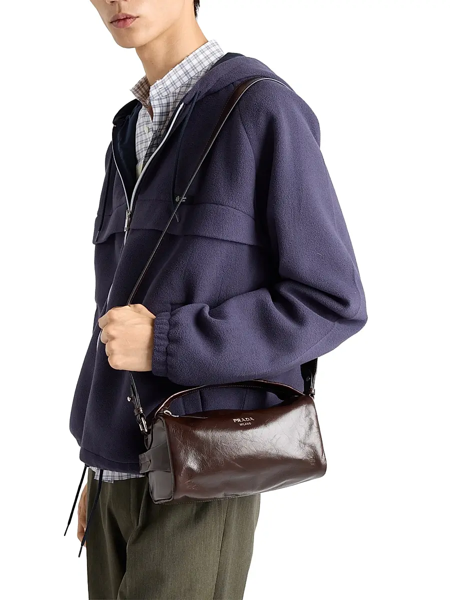 Prada Men's Leather Shoulder Bag - Brown | Thumbnail 2