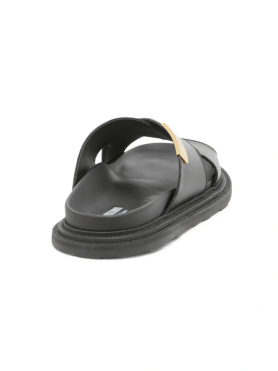 MOSCHINO Men's Leather Crisscross Sandals | Thumbnail 3
