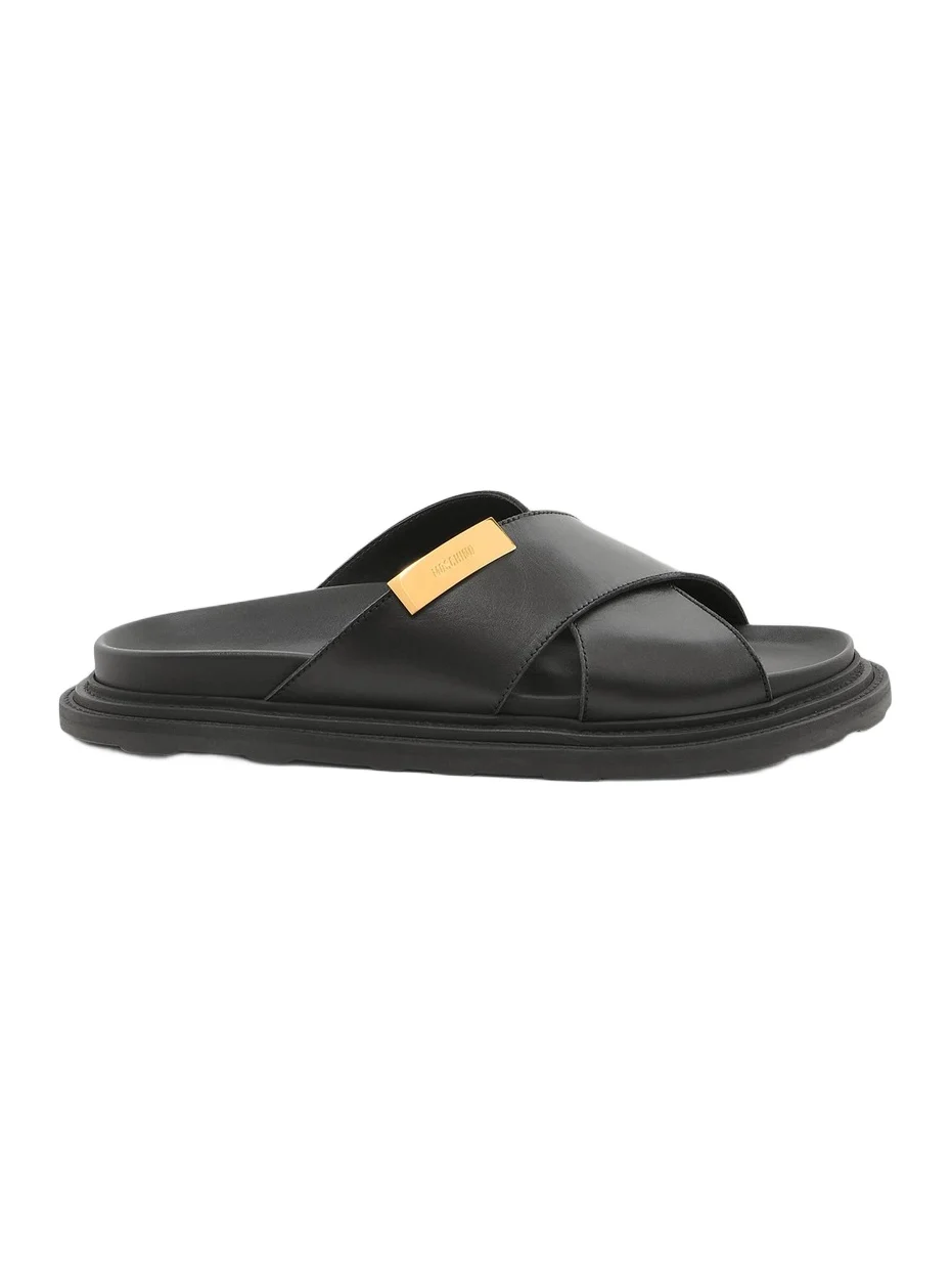 MOSCHINO Men's Leather Crisscross Sandals