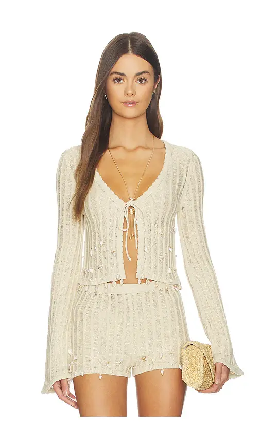 Tularosa Nori Shell Embellished Cardigan | Image 1 Tularosa Nori Shell Embellished Cardigan | Image 1