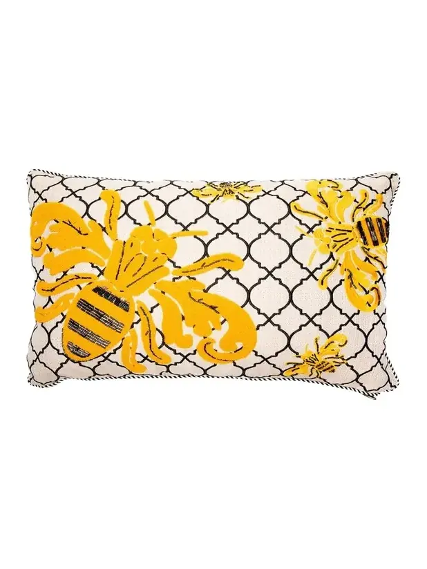 MacKenzie-Childs Queen Bee Outdoor Lumbar Pillow