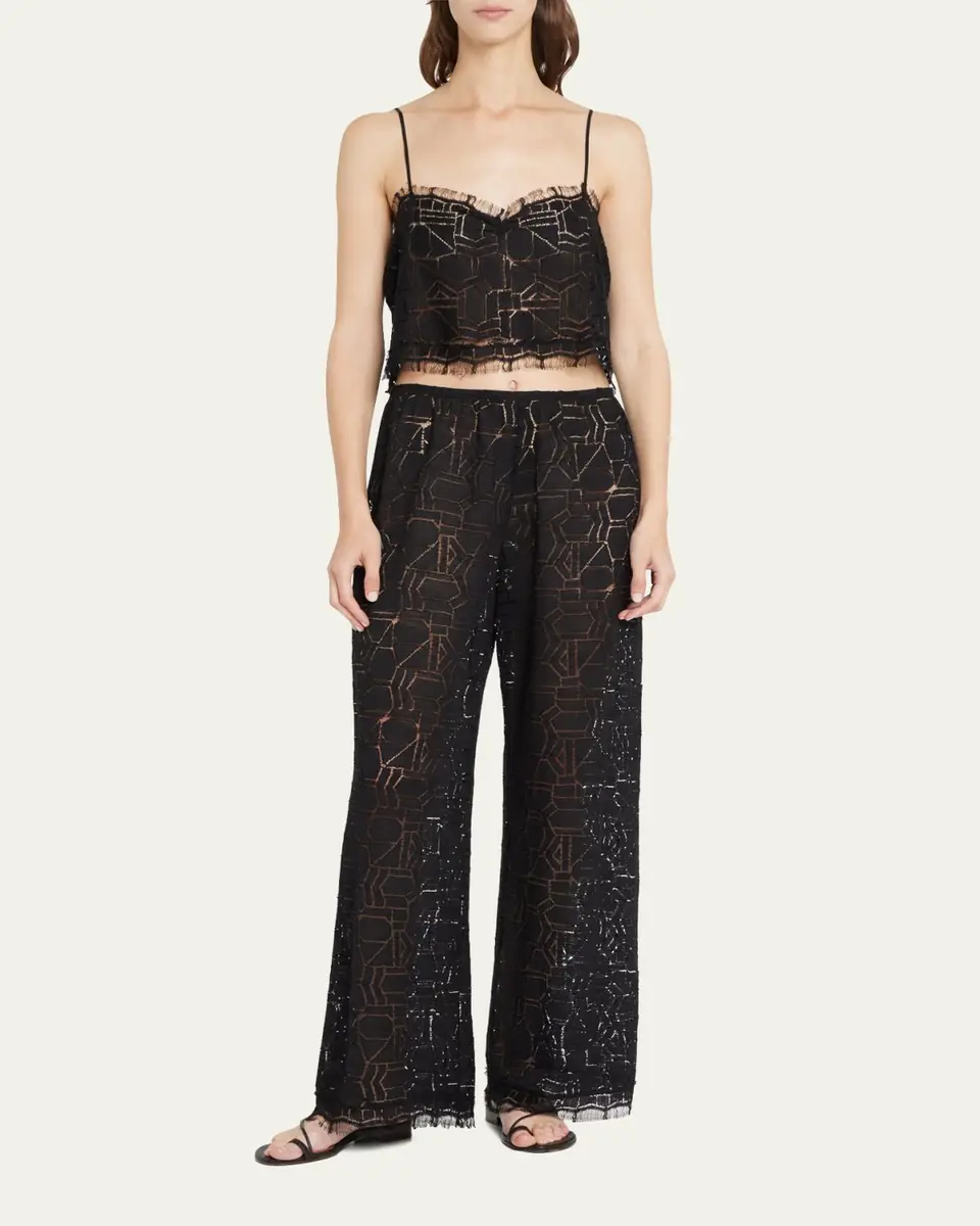 LESET Daniel Wide-Leg Lace Pants | Thumbnail 2 LESET Daniel Wide-Leg Lace Pants | Thumbnail 2