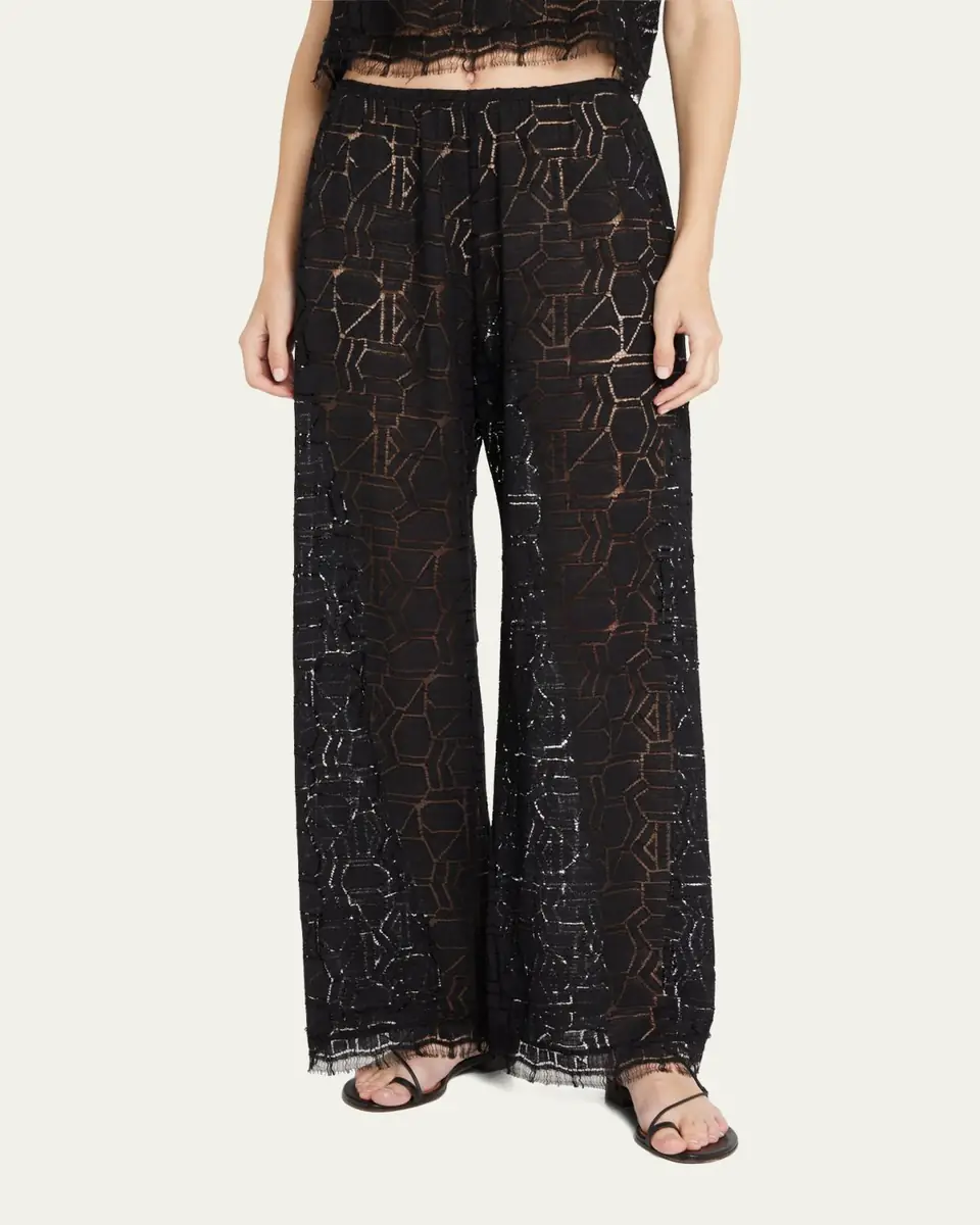LESET Daniel Wide-Leg Lace Pants | Thumbnail 4 LESET Daniel Wide-Leg Lace Pants | Thumbnail 4