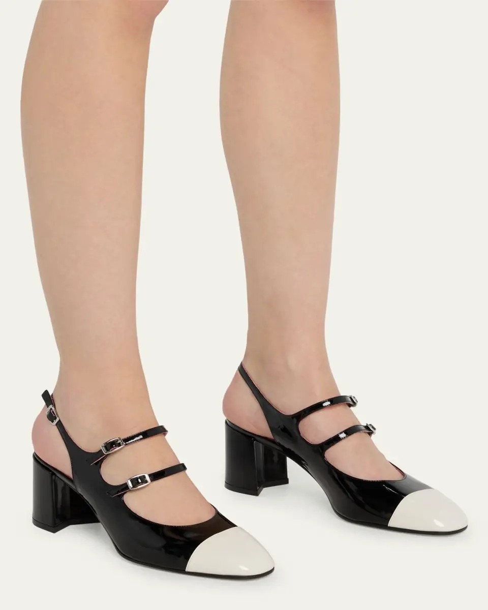 CAREL Papaya Bicolor Patent Slingback Pumps | Thumbnail 2