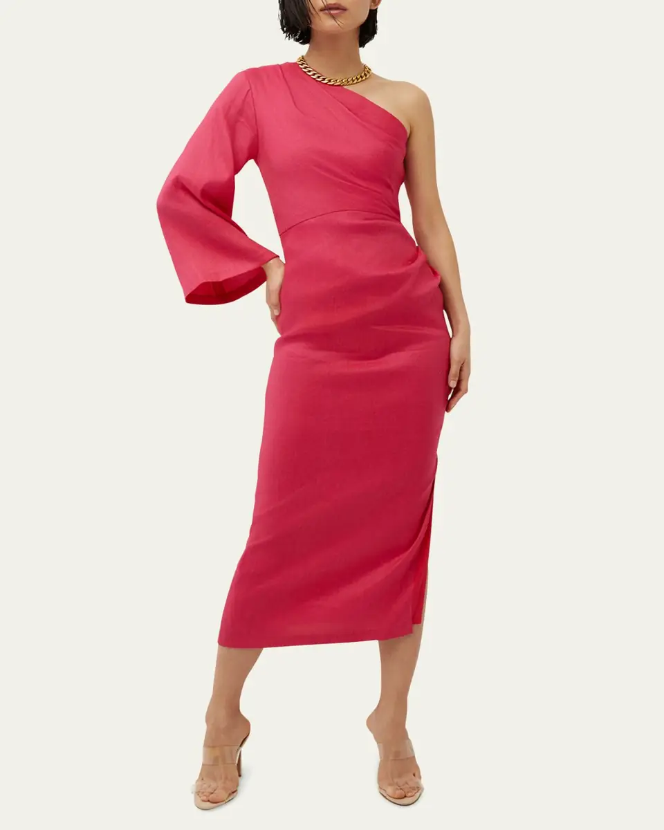 Veronica Beard Patsy One-Shoulder Midi Dress | Thumbnail 2