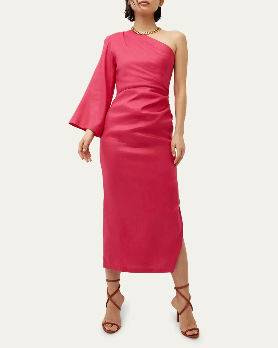 Veronica Beard Patsy One-Shoulder Midi Dress | Thumbnail 4
